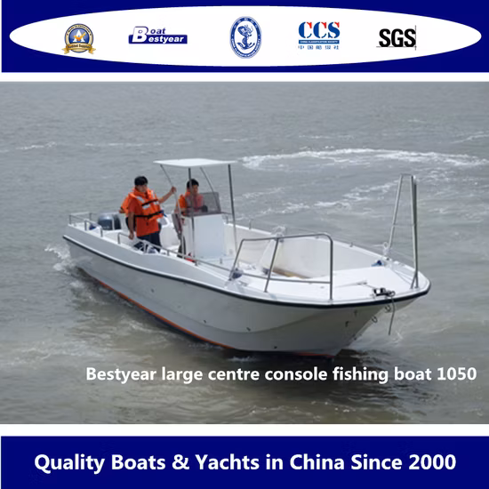 Grand bateau de pêche Bestyear de 10,5 m avec console centrale